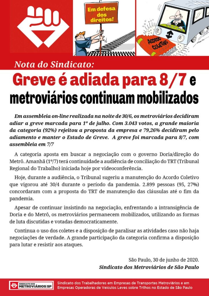 Nota do Sindicato Greve