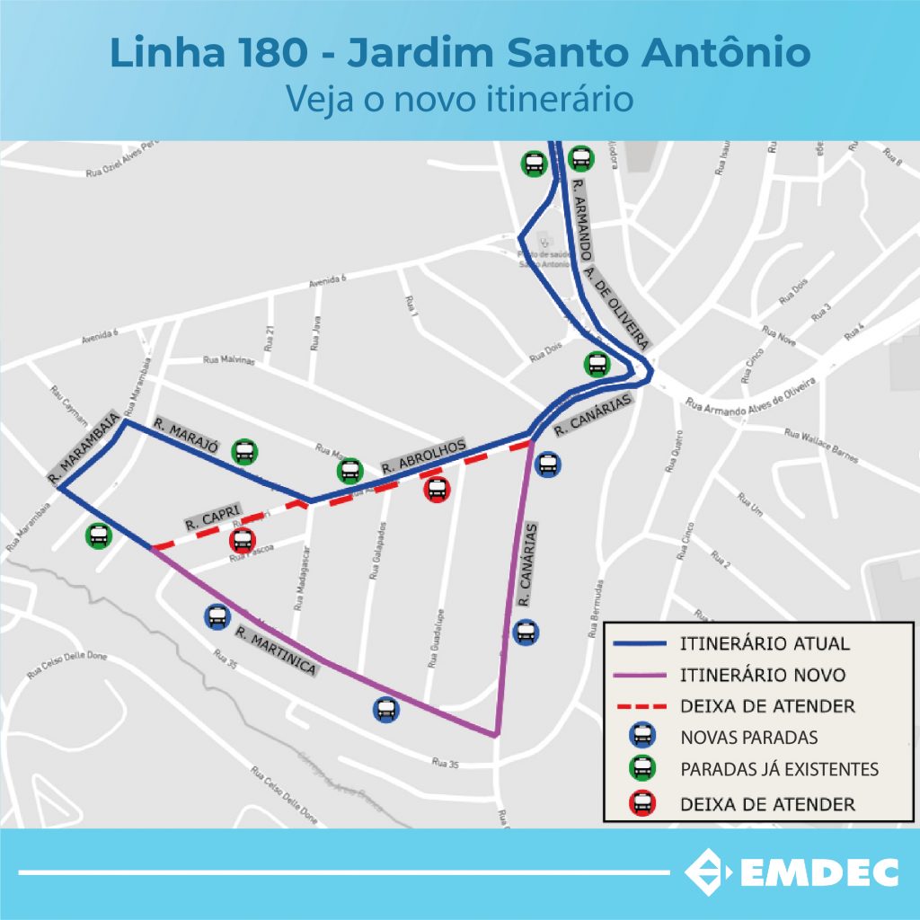 Novo itinerário linha 180