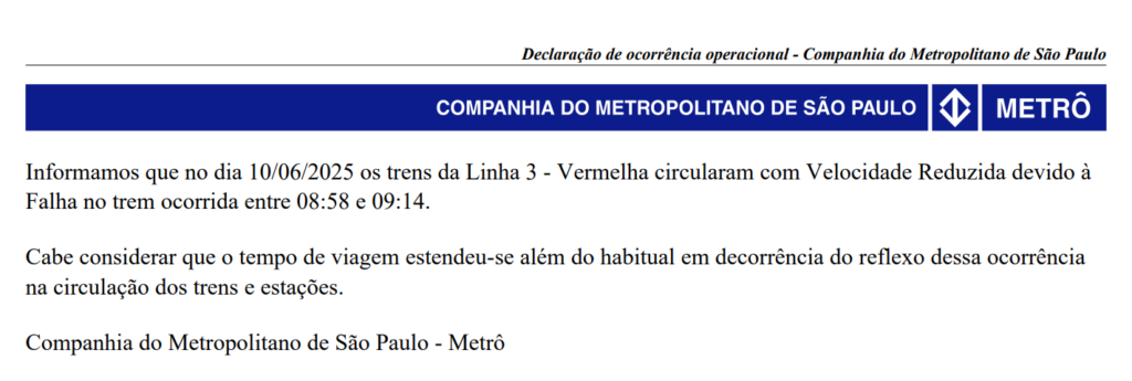 declaração de ocorrências