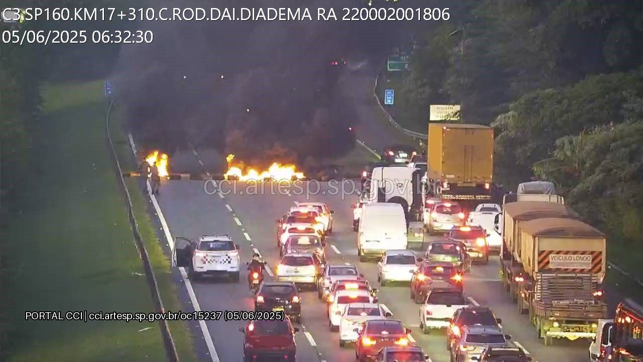 manifestação na rodovia dos Imigrantes