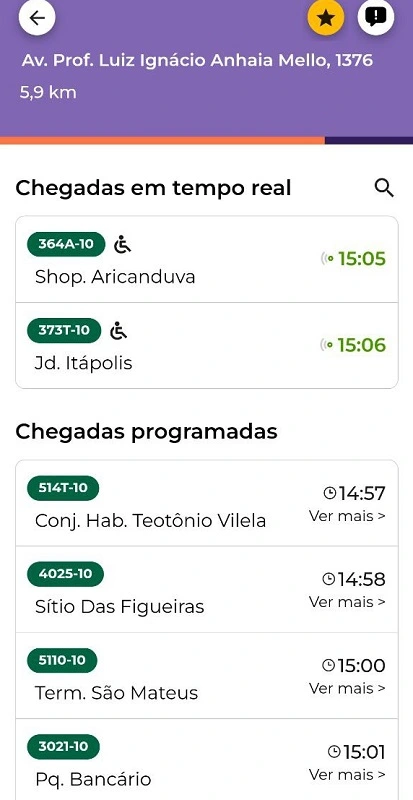 tempo real ônibus