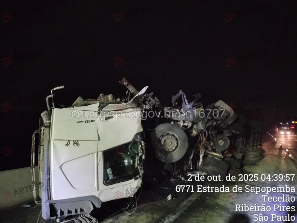Carreta FH 460 rodoanel ribeirão Pires fogo