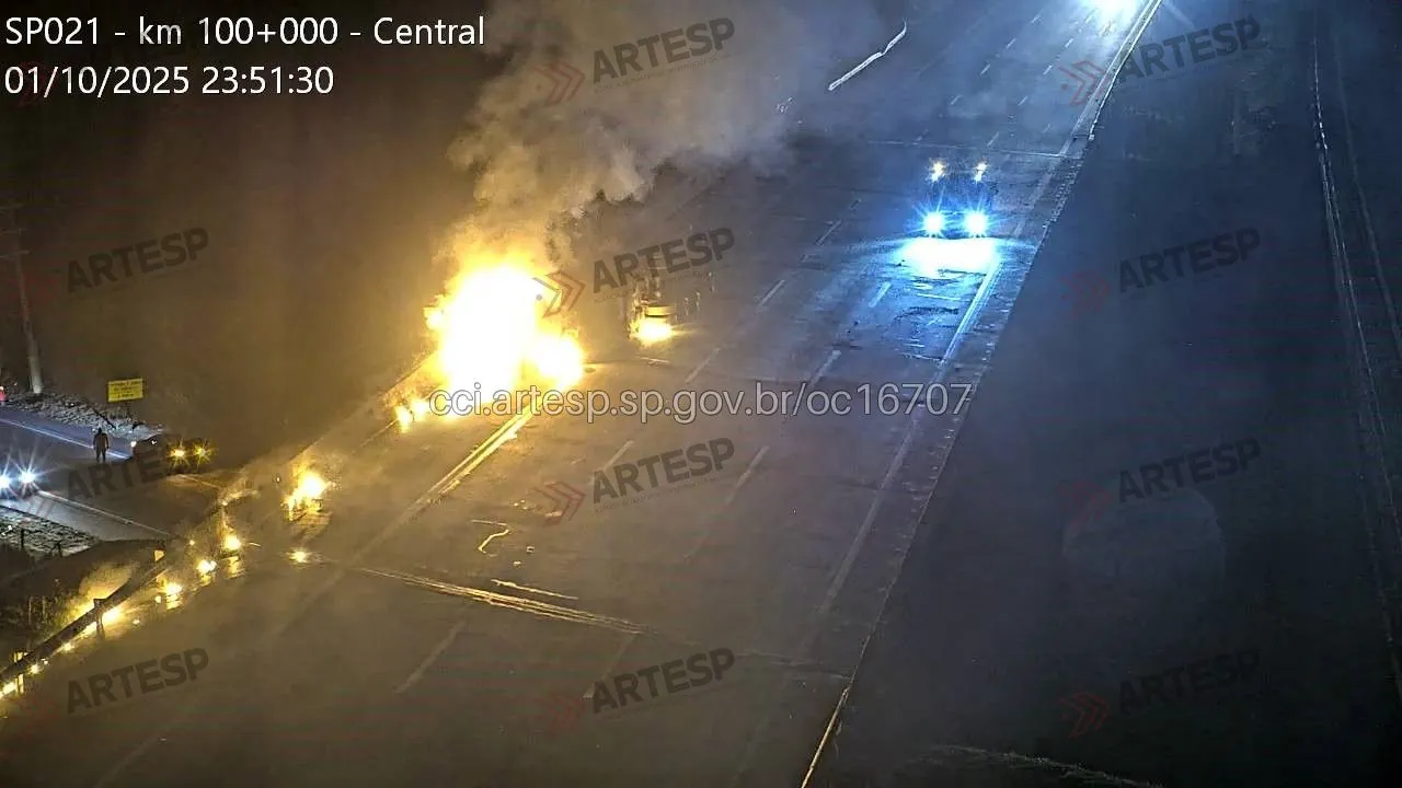 Carreta FH 460 rodoanel ribeirão Pires fogo