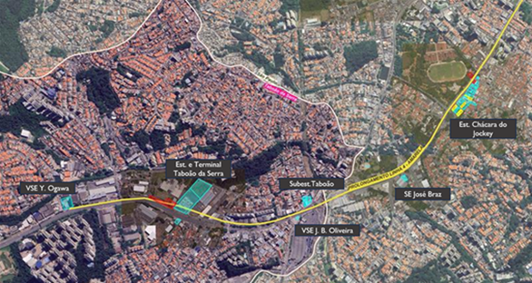Traçado da extensão da Linha 4 até Taboão da Serra