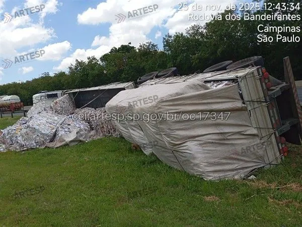 Tombamento de CVC Man no km 86 em Campinas