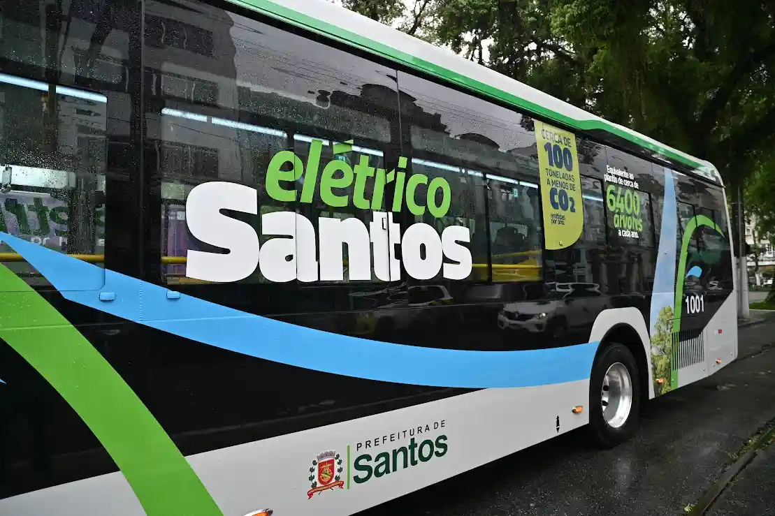 ônibus 100% elétrico elétrico santos ônibus
