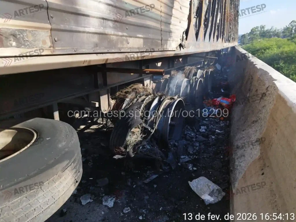 Carreta Mercedes-Benz rodoanel incêndio fogo