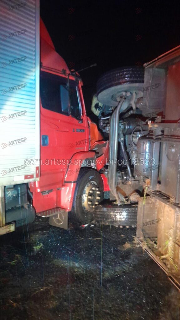 Ônibus da Busscar e caminhão Mercedes-Benz L 1620 rodovia Washington Luís