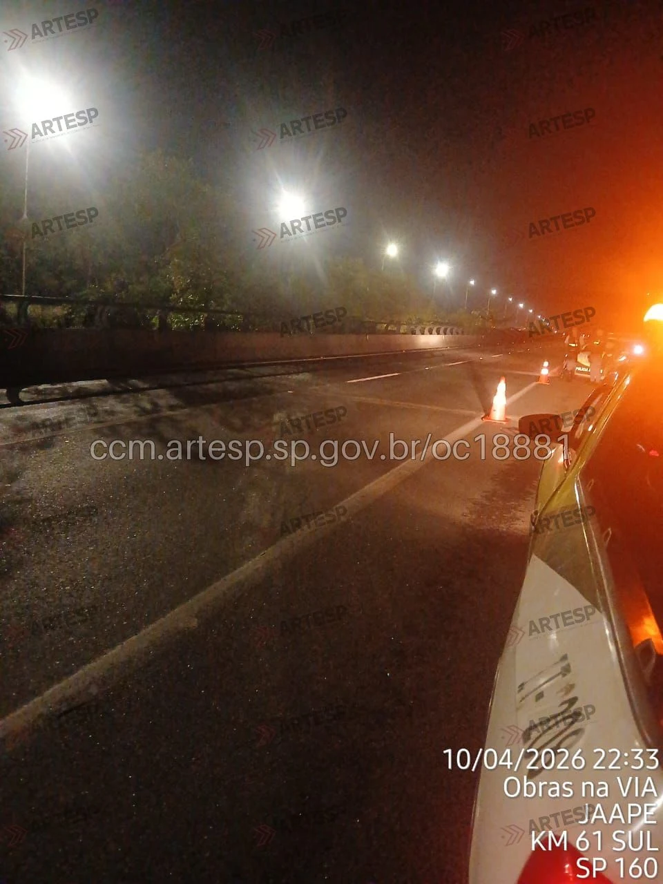 Local da ocorrência rodovia dos Imigrantes