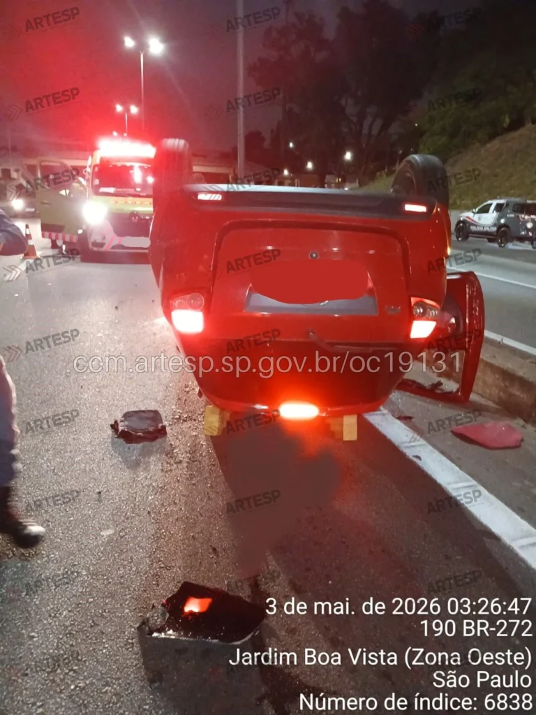 rodovia raposo tavares Ford Ka capotado