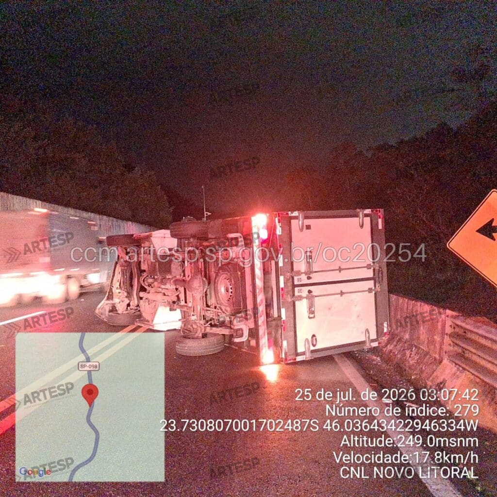 Utilitário Sprinter 311 rodovia mogi-bertioga tombamento
