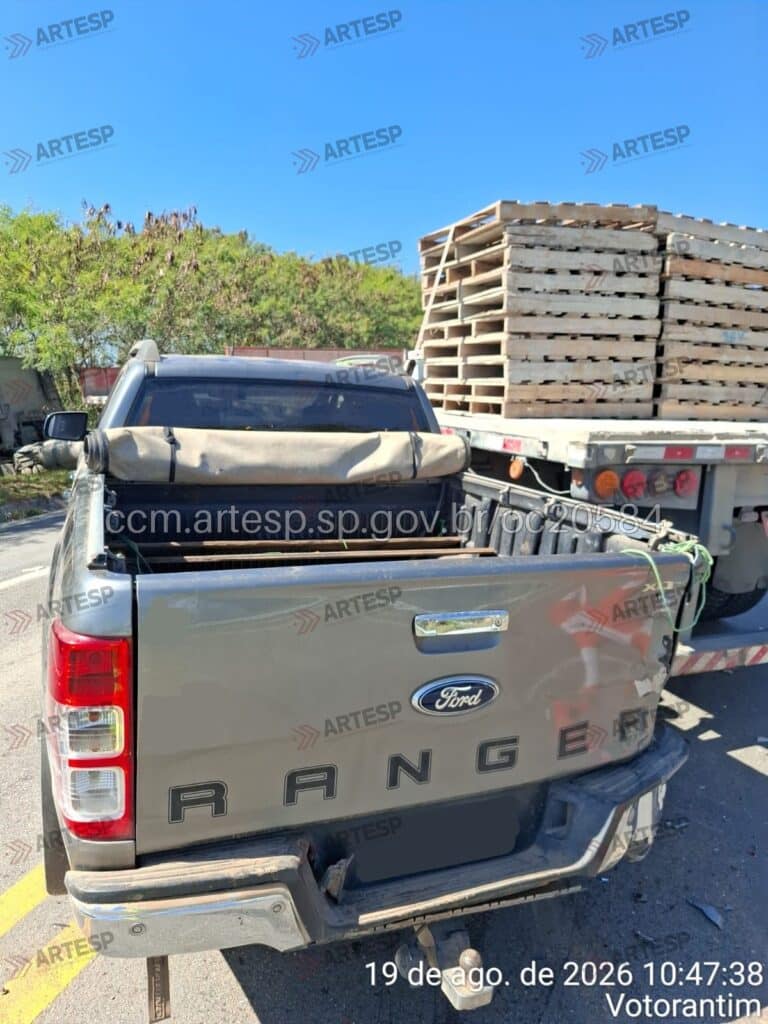 Caminhonete Ford Ranger e carreta Volvo FH 400