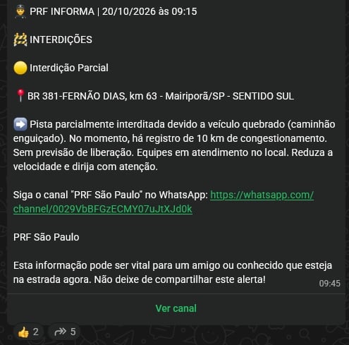 fernão dias km 63 mairiporã sentido sul