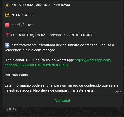 rodovia dutra km 52 lorena 2h44