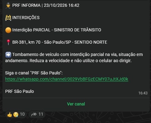 tombamento rodovia fernão dias km 70